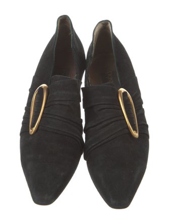 Donna Karan Suede Ruffle Embellishment Loafers