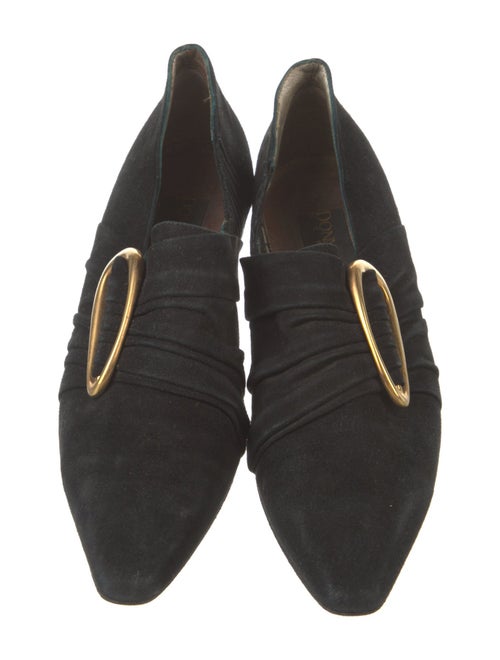 Donna Karan Suede Ruffle Embellishment Loafers
