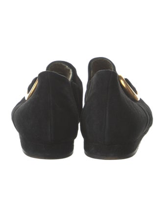 Donna Karan Suede Ruffle Embellishment Loafers