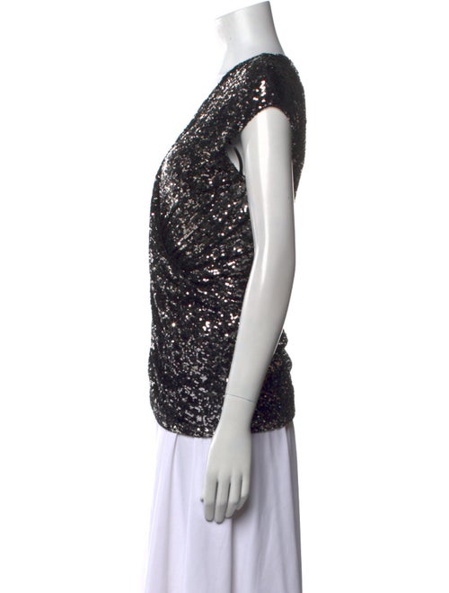 Donna Karan V-Neck Short Sleeve Blouse