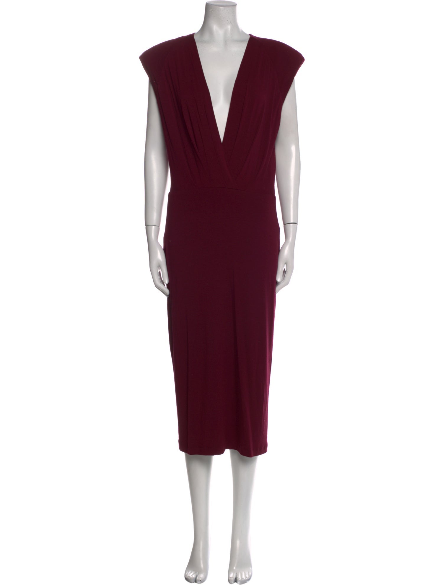 donna karan burgundy dress Ribbed Long Sleeve Turtleneck Midi Dress – MY ELIETIAN main image 1