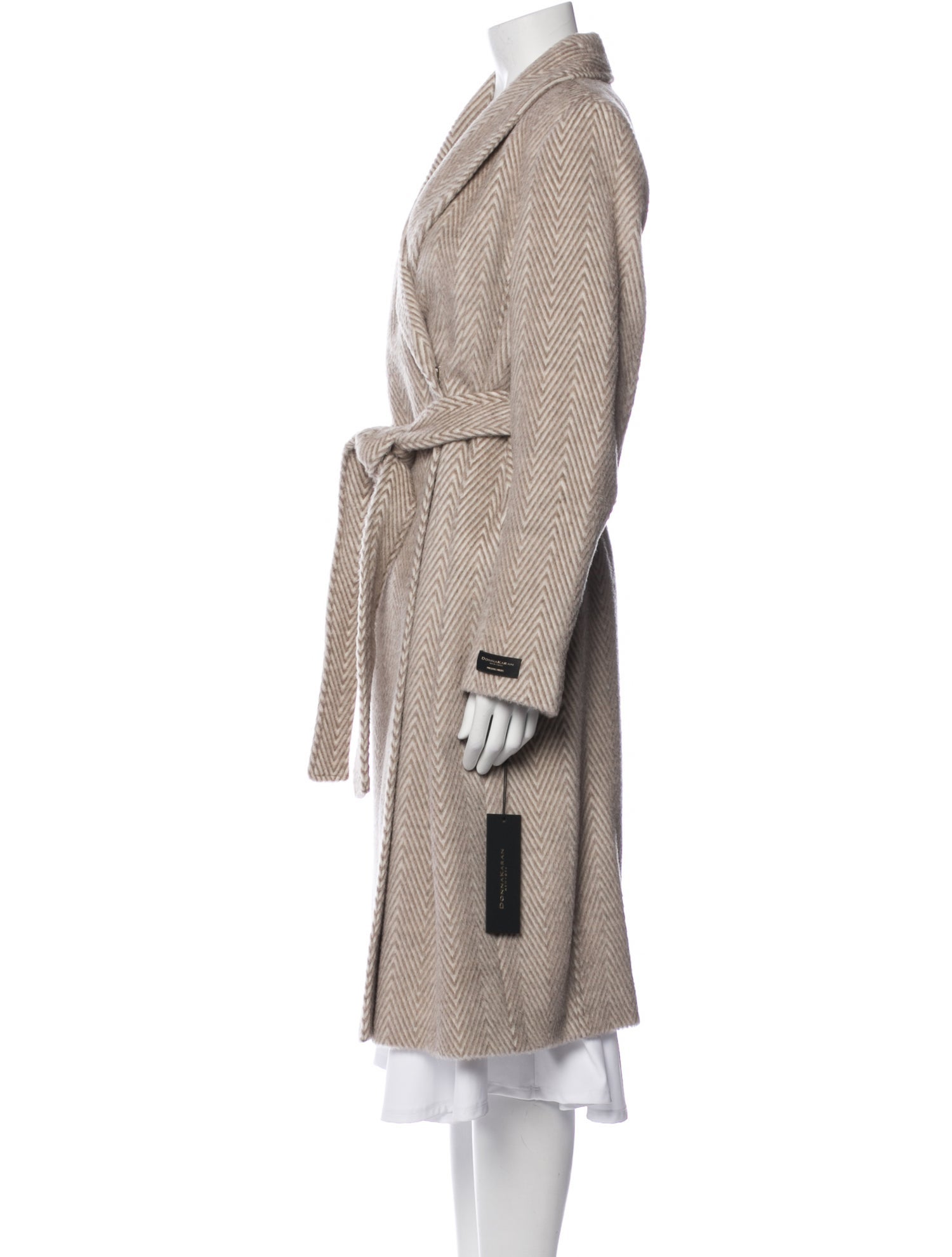 Donna Karan Wool Tweed Pattern Trench Coat