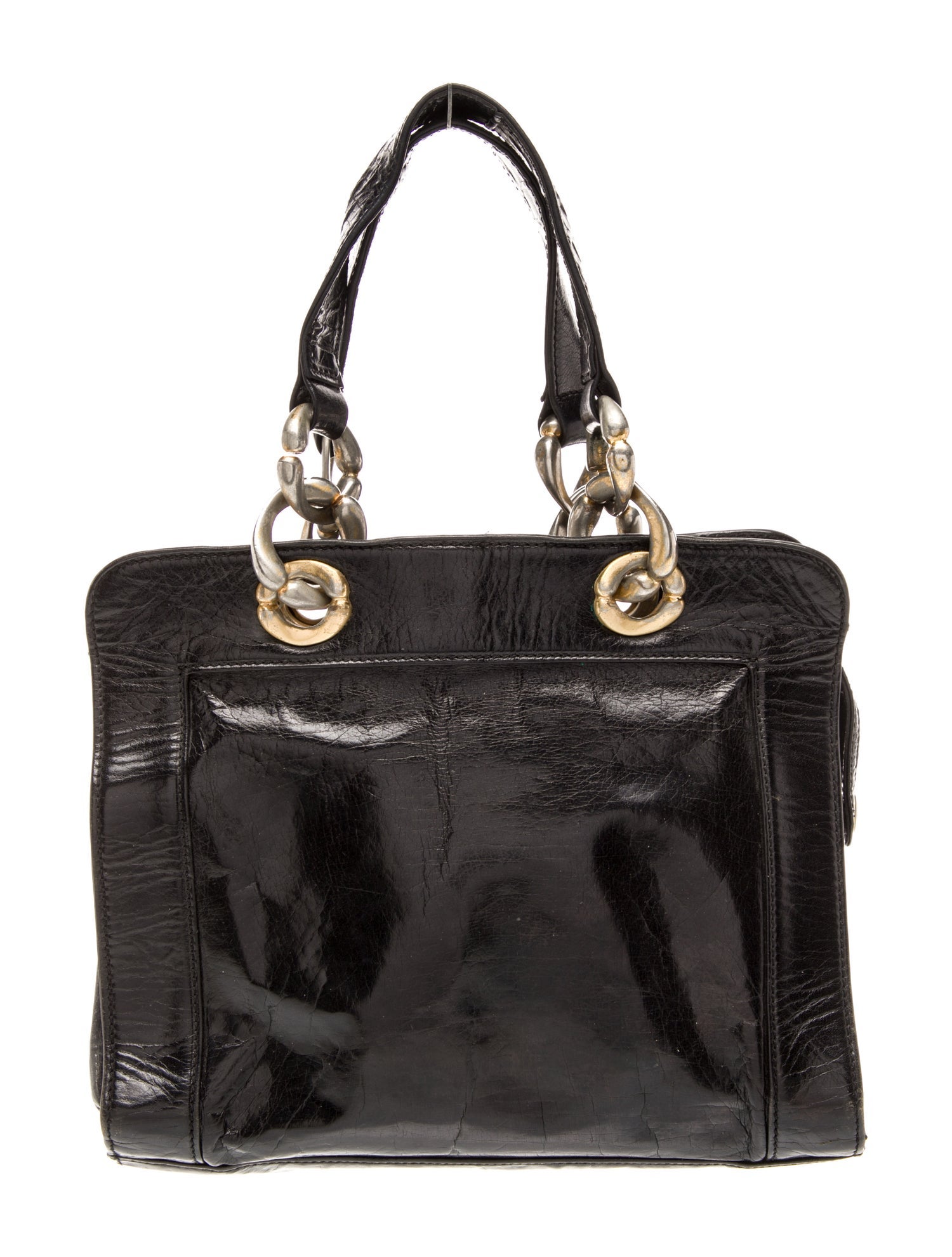 Donna Karan Patent Leather Top Handle Bag