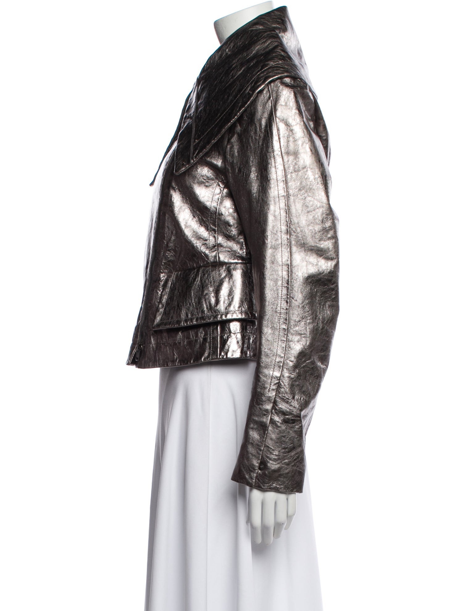 Donna Karan Leather Printed Biker Jacket