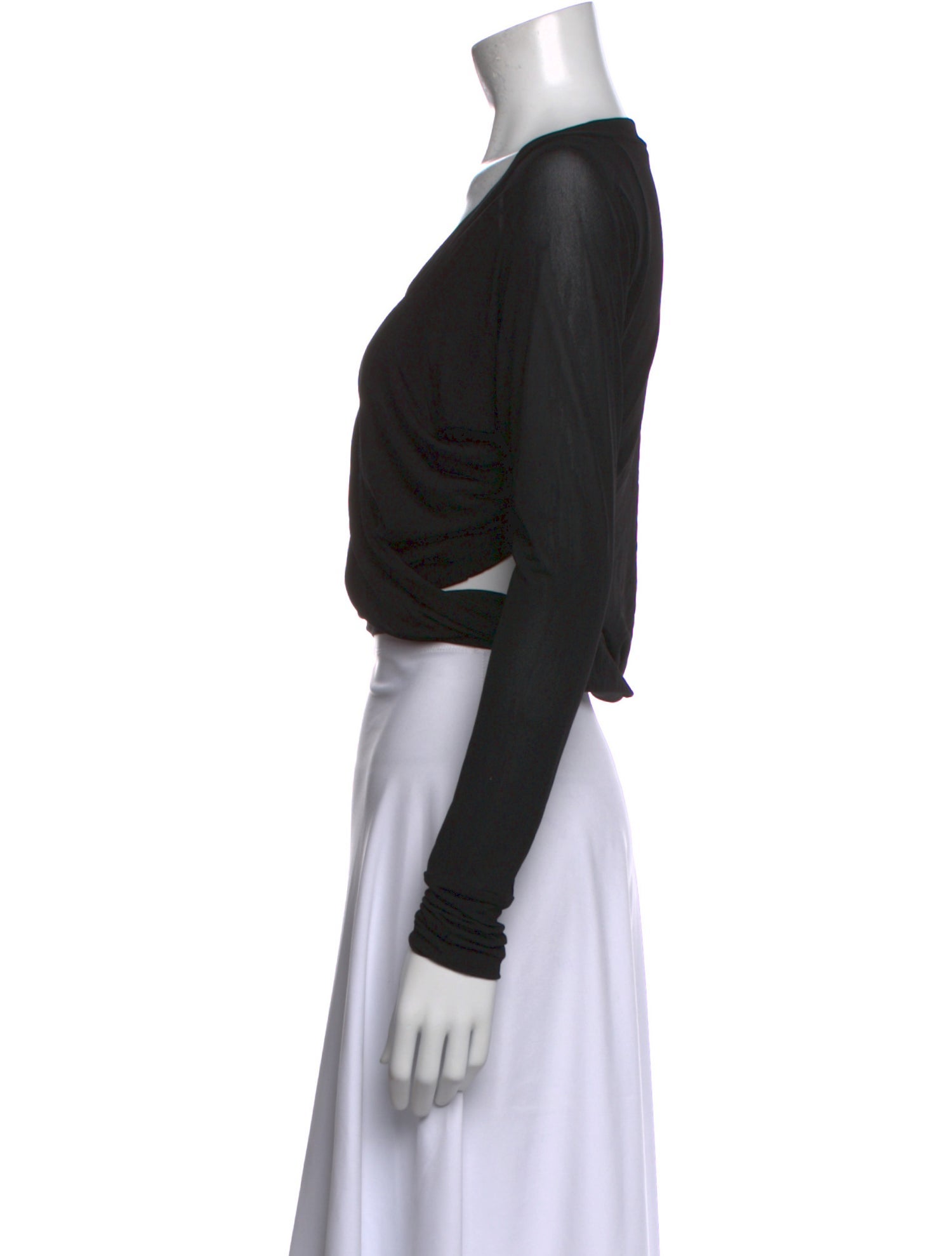 Donna Karan V-Neck Long Sleeve Crop Top