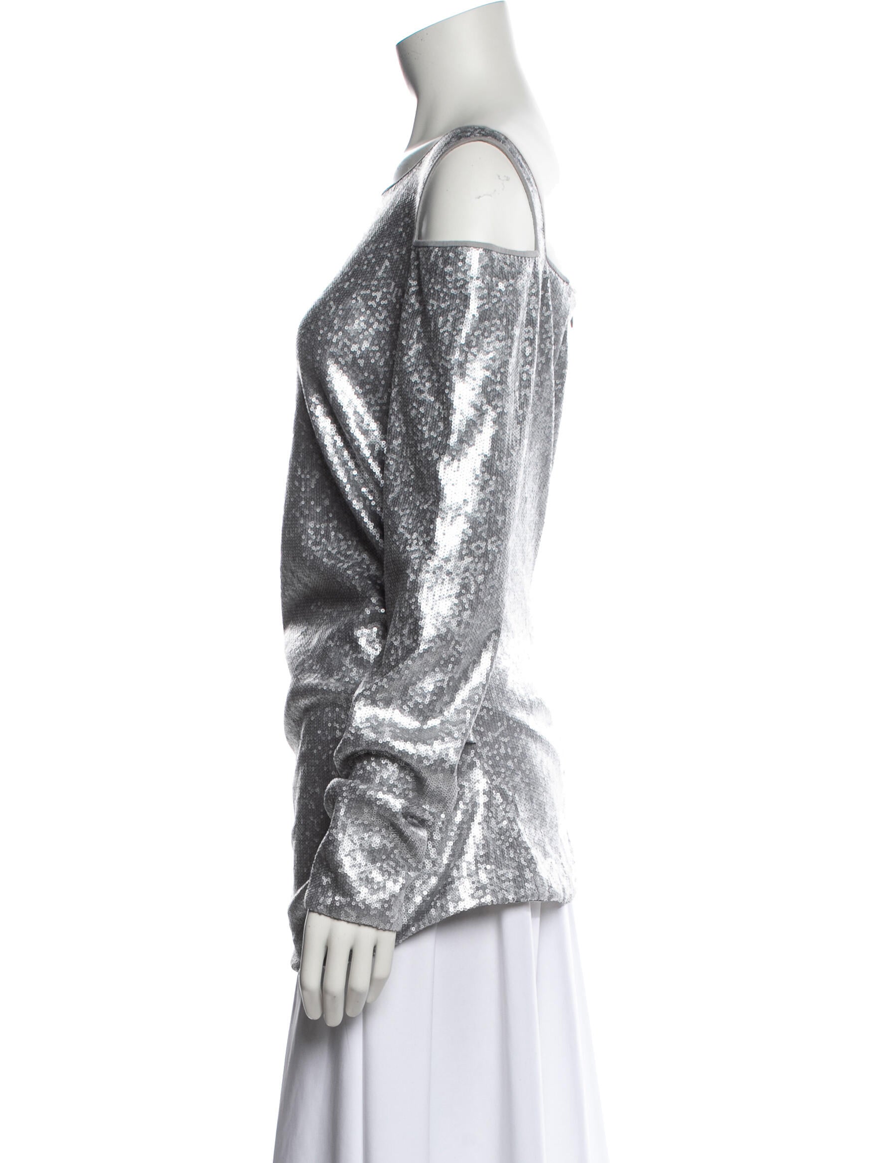 Donna Karan Bateau Neckline Long Sleeve Blouse