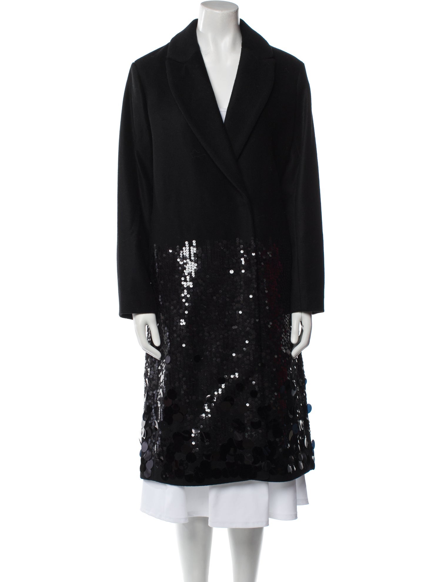 Donna Karan Wool Faux Fur Coat