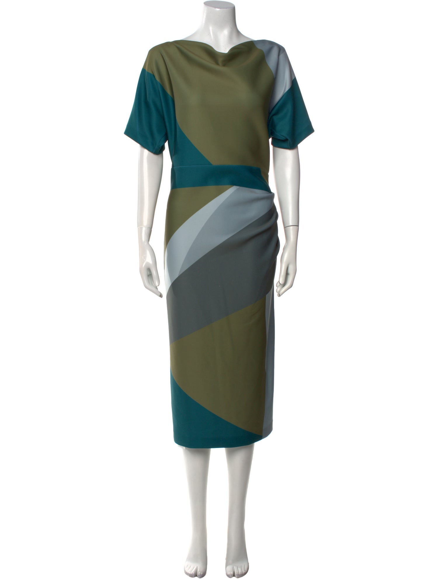 Donna Karan Colorblock Pattern Midi Length Dress w/ Tags