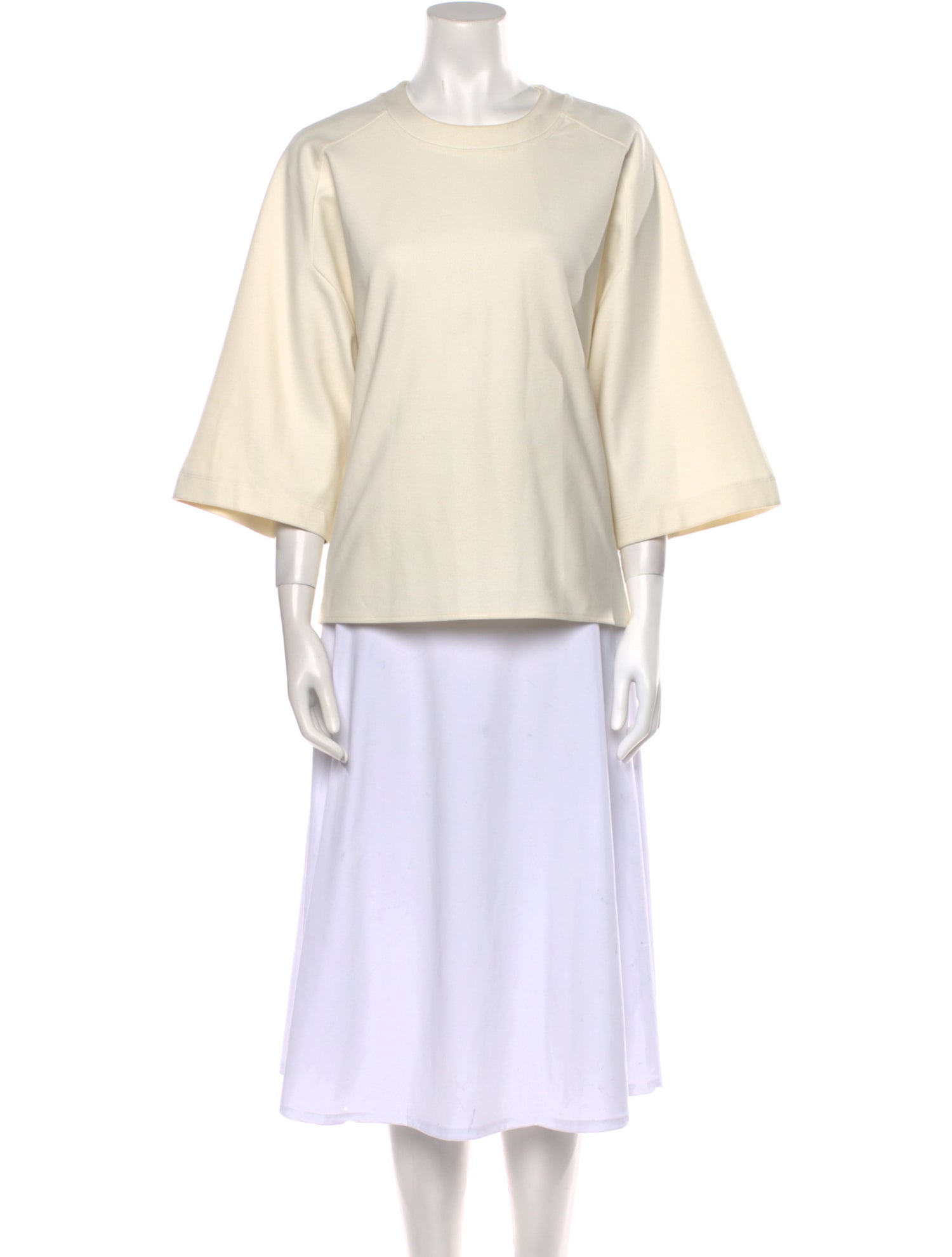 Donna Karan Bateau Neckline Three-Quarter Sleeve T-Shirt