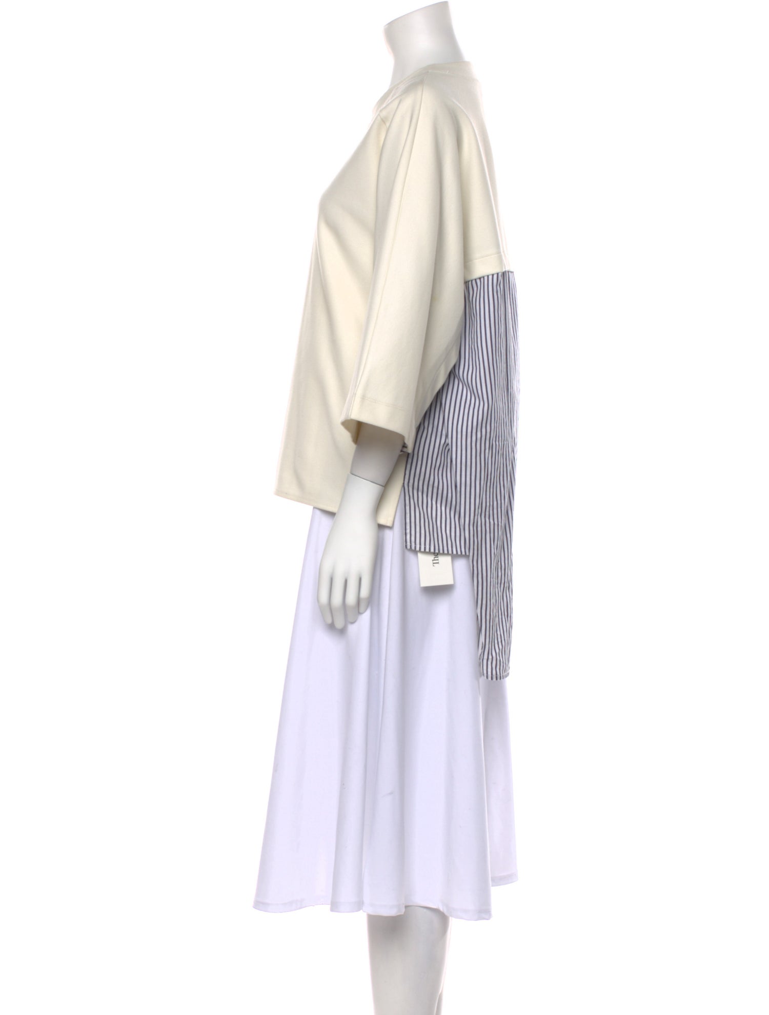 Donna Karan Bateau Neckline Three-Quarter Sleeve T-Shirt