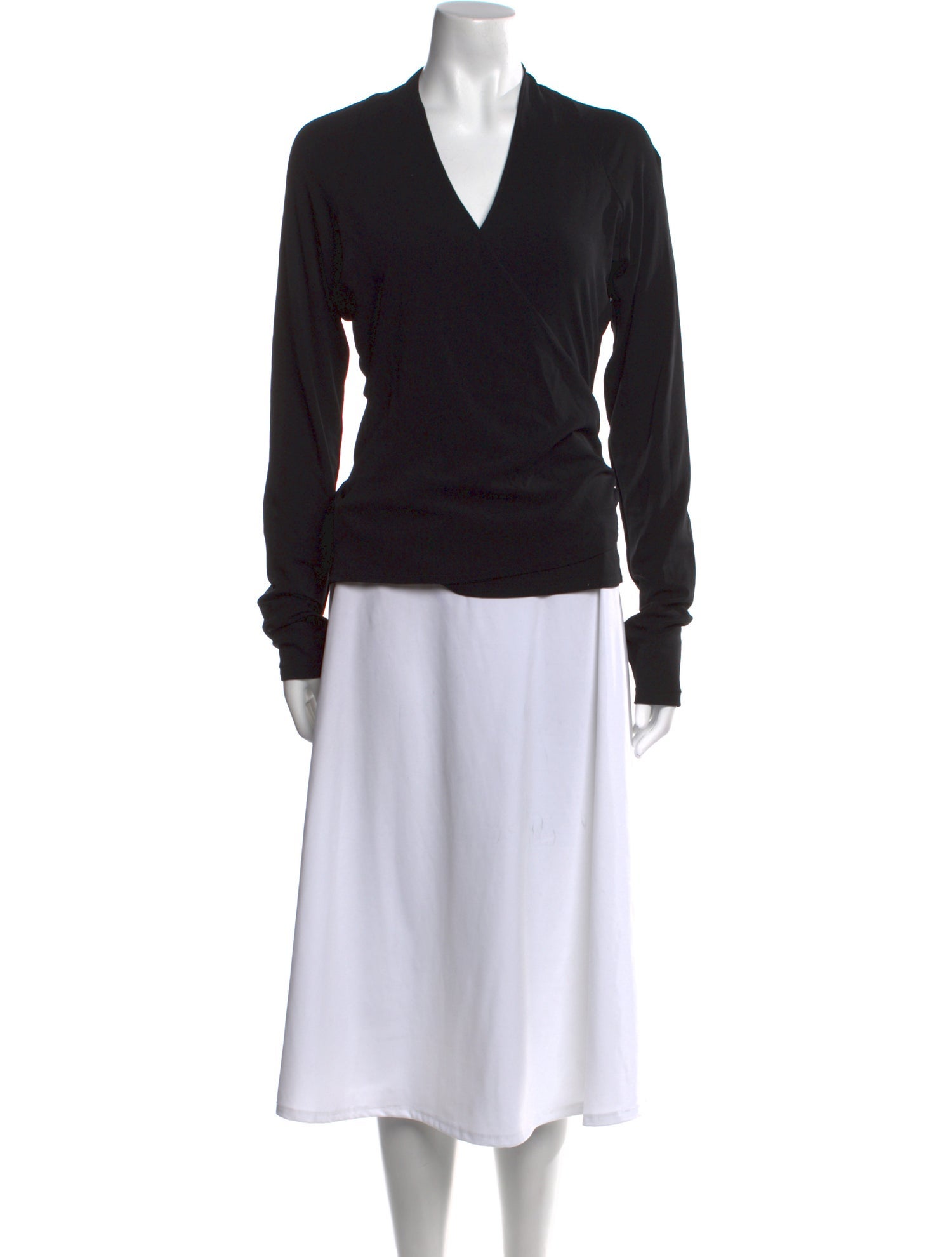 Donna Karan V-Neck Long Sleeve Top