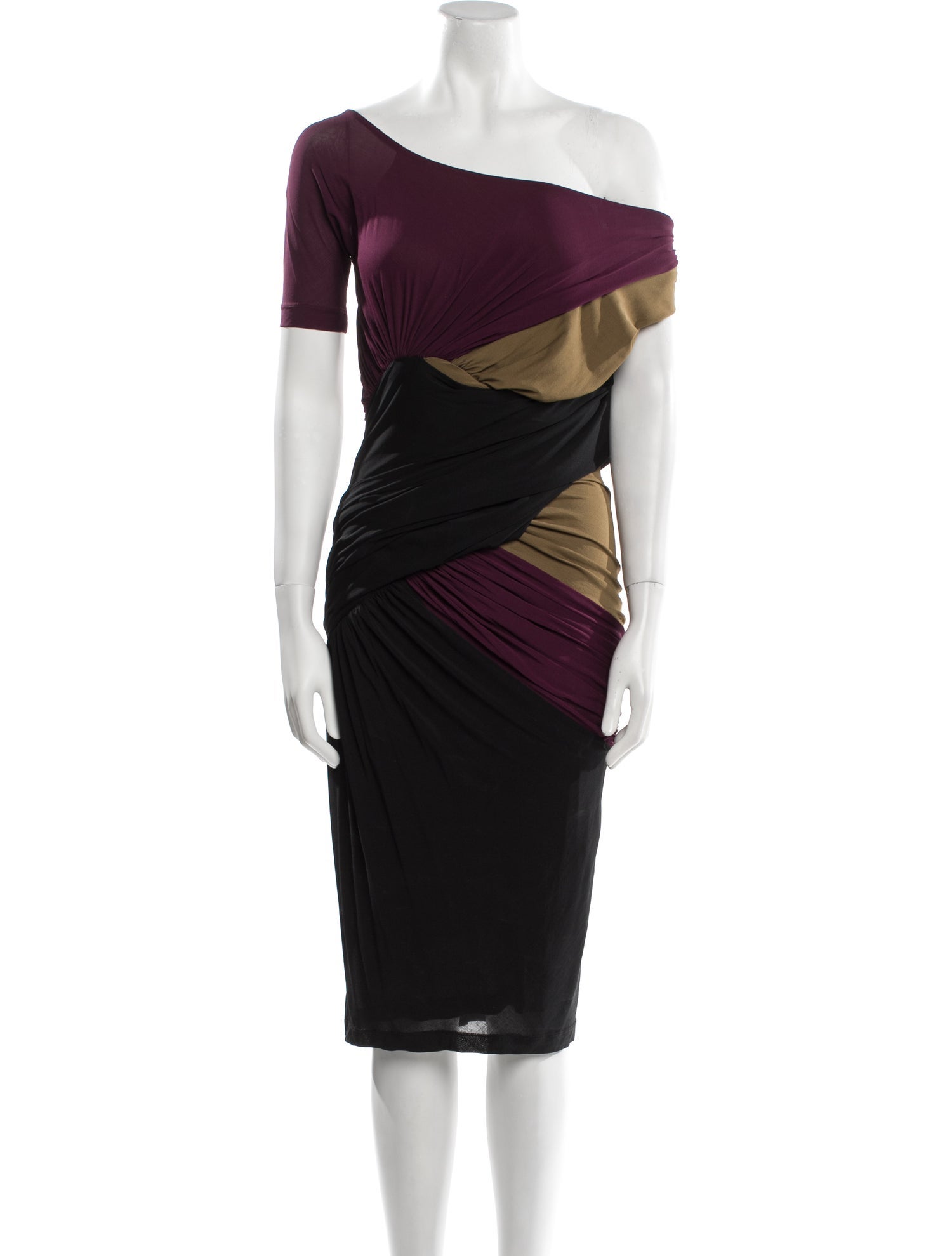 Donna Karan Colorblock Pattern Midi Length Dress