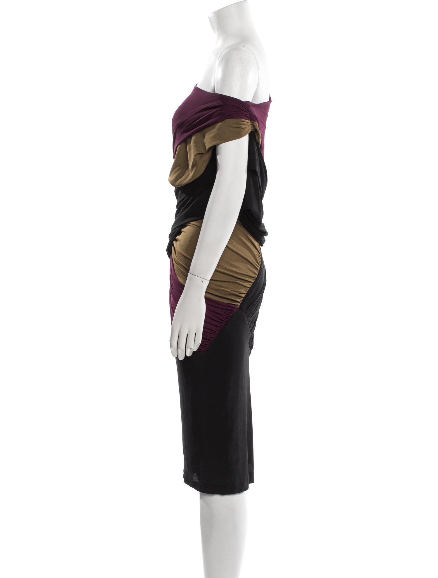 Donna Karan Colorblock Pattern Midi Length Dress