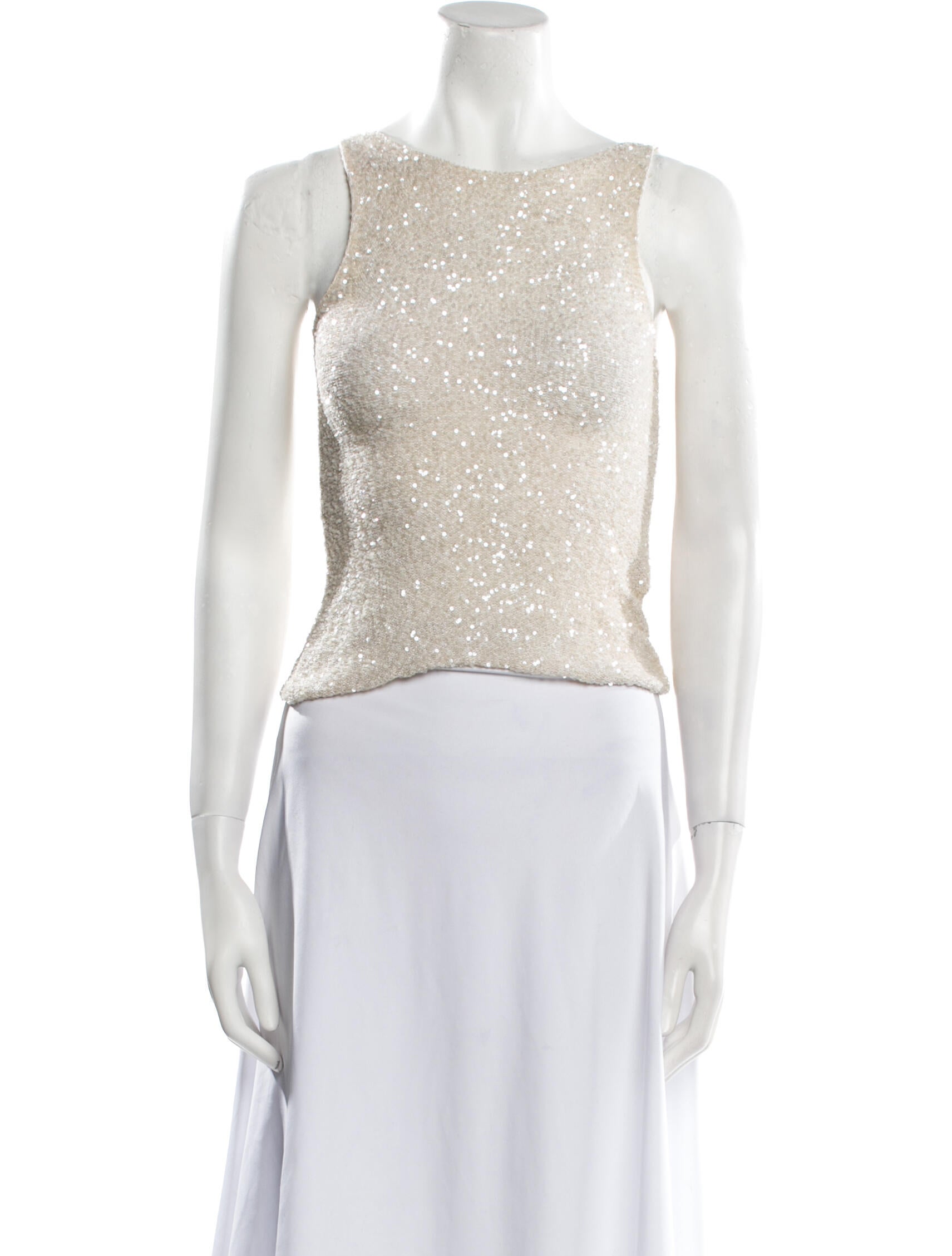 Donna Karan Silk Bateau Neckline Crop Top