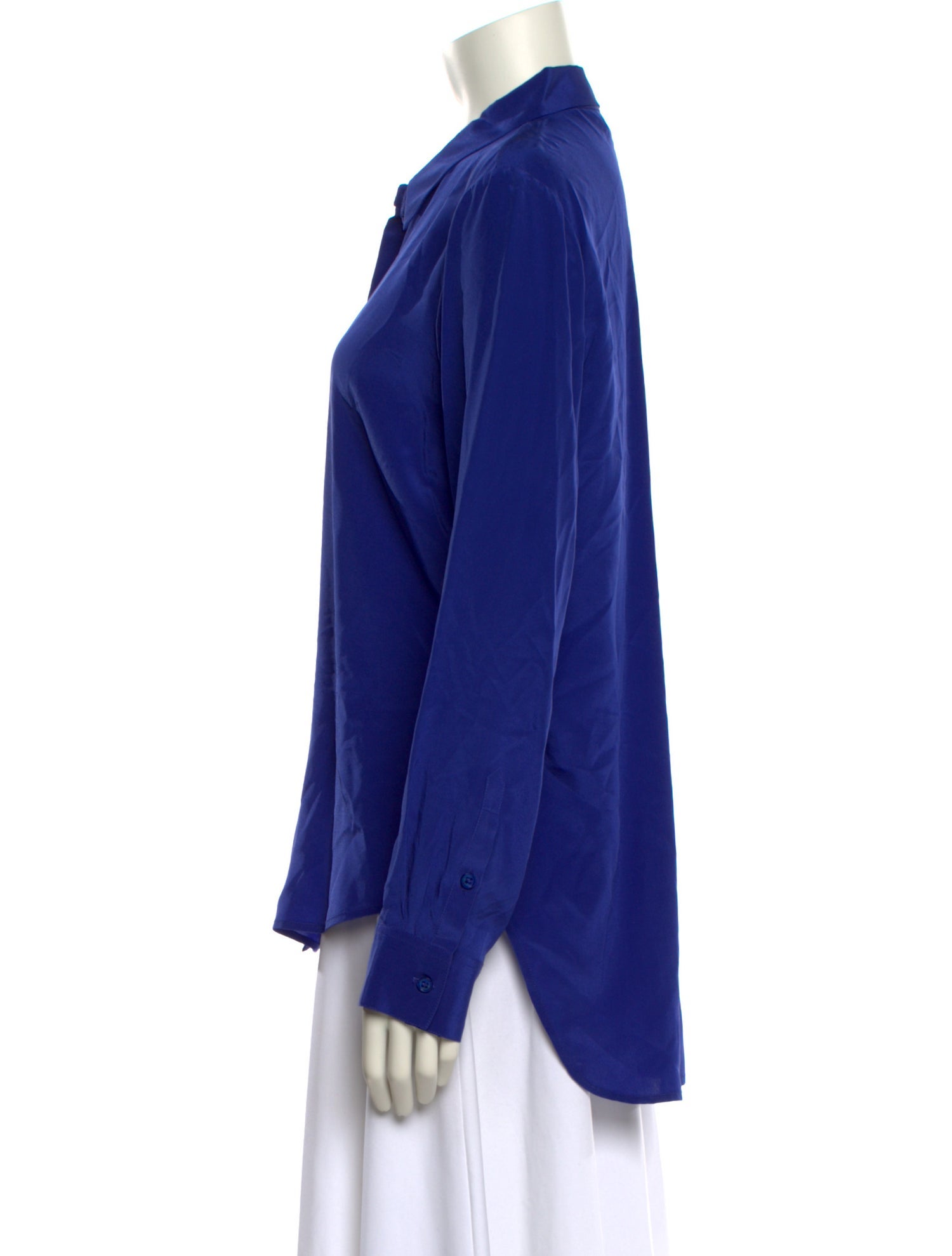 Donna Karan Silk Long Sleeve Button-Up Top