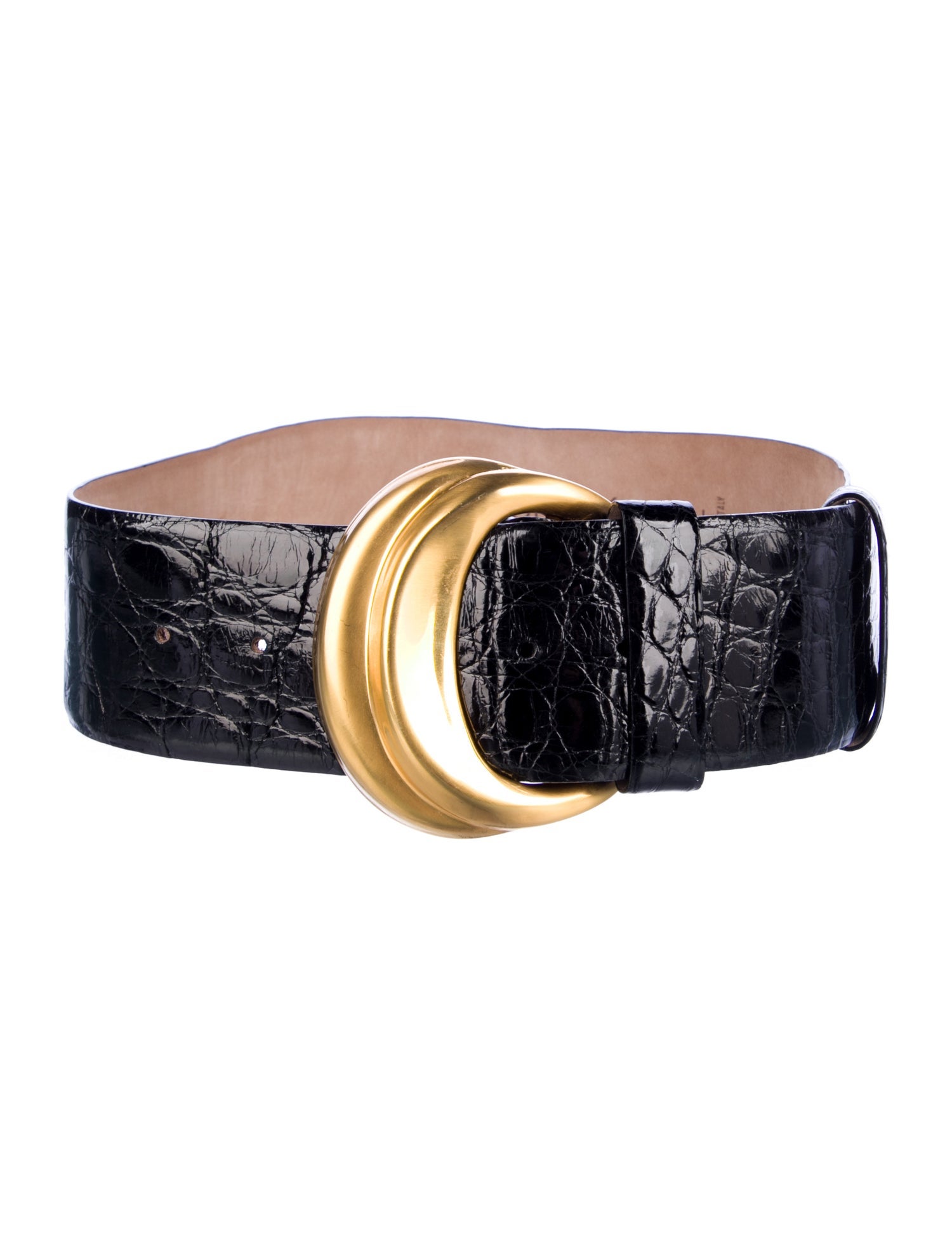 Schiaparelli Faux Pearl Accents Wide Waist Belt - Black Belts