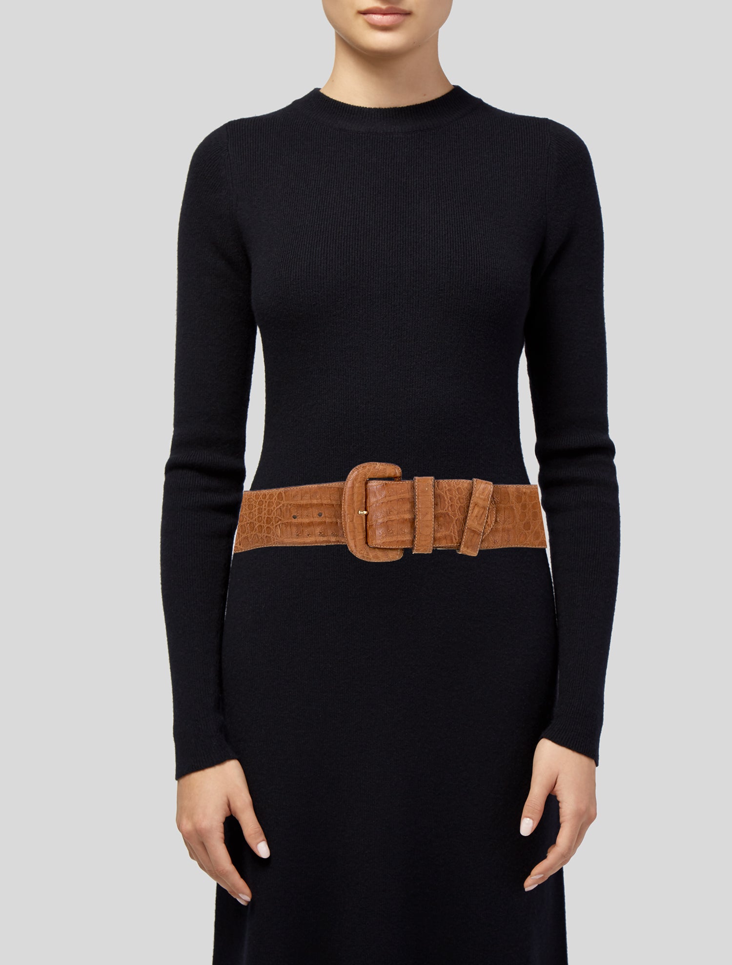 Donna Karan Wide Crocodile Waist Belt