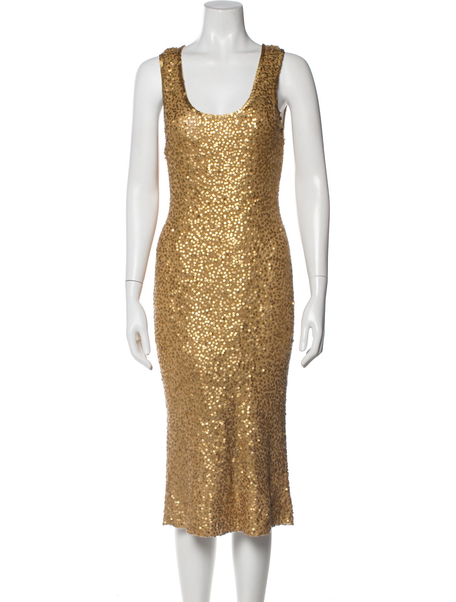 Donna Karan Scoop Neck Midi Length Dress - Yellow Dresses, Clothing -  DON77245 | The RealReal
