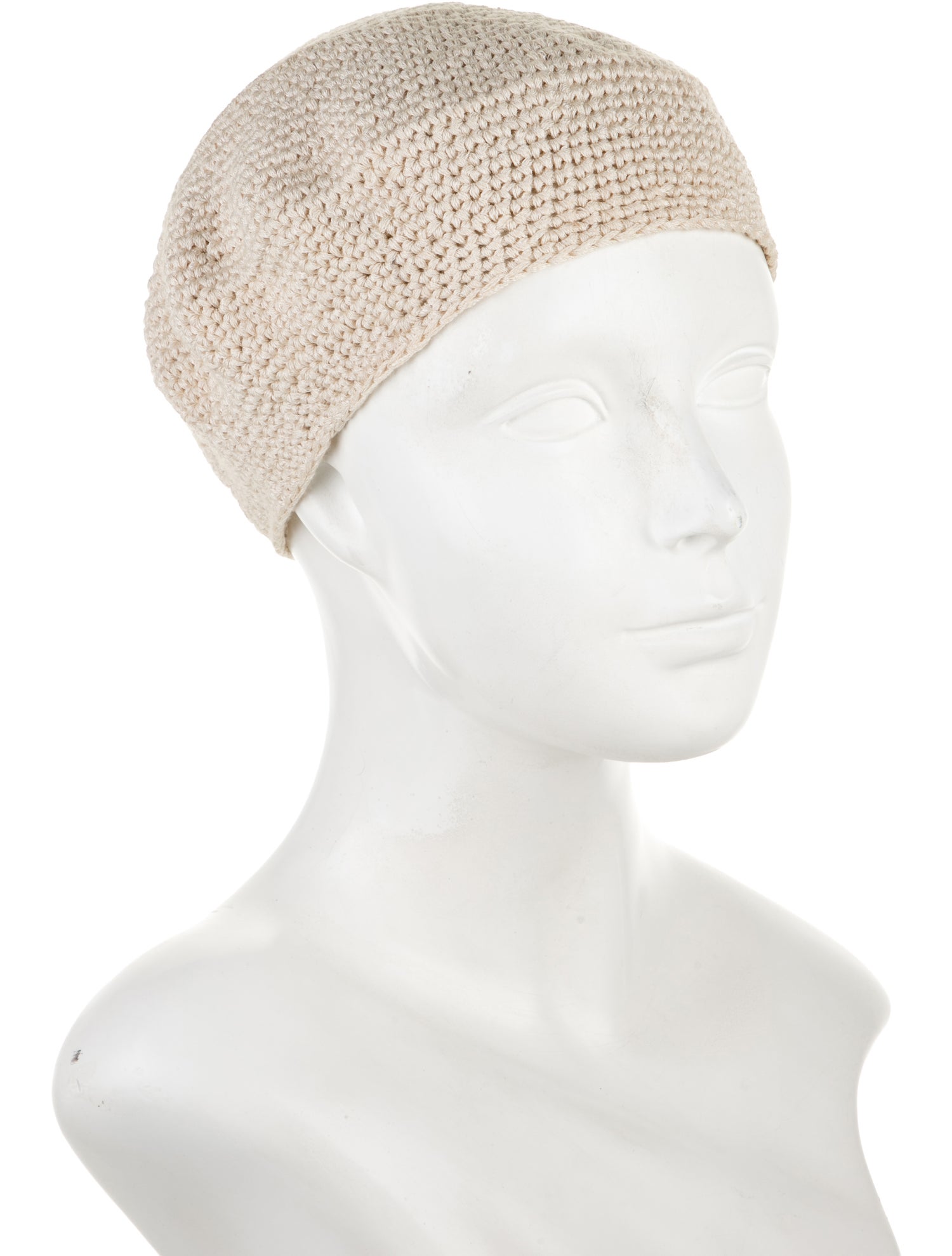 Donna Karan Beige Knitted Beret Hat