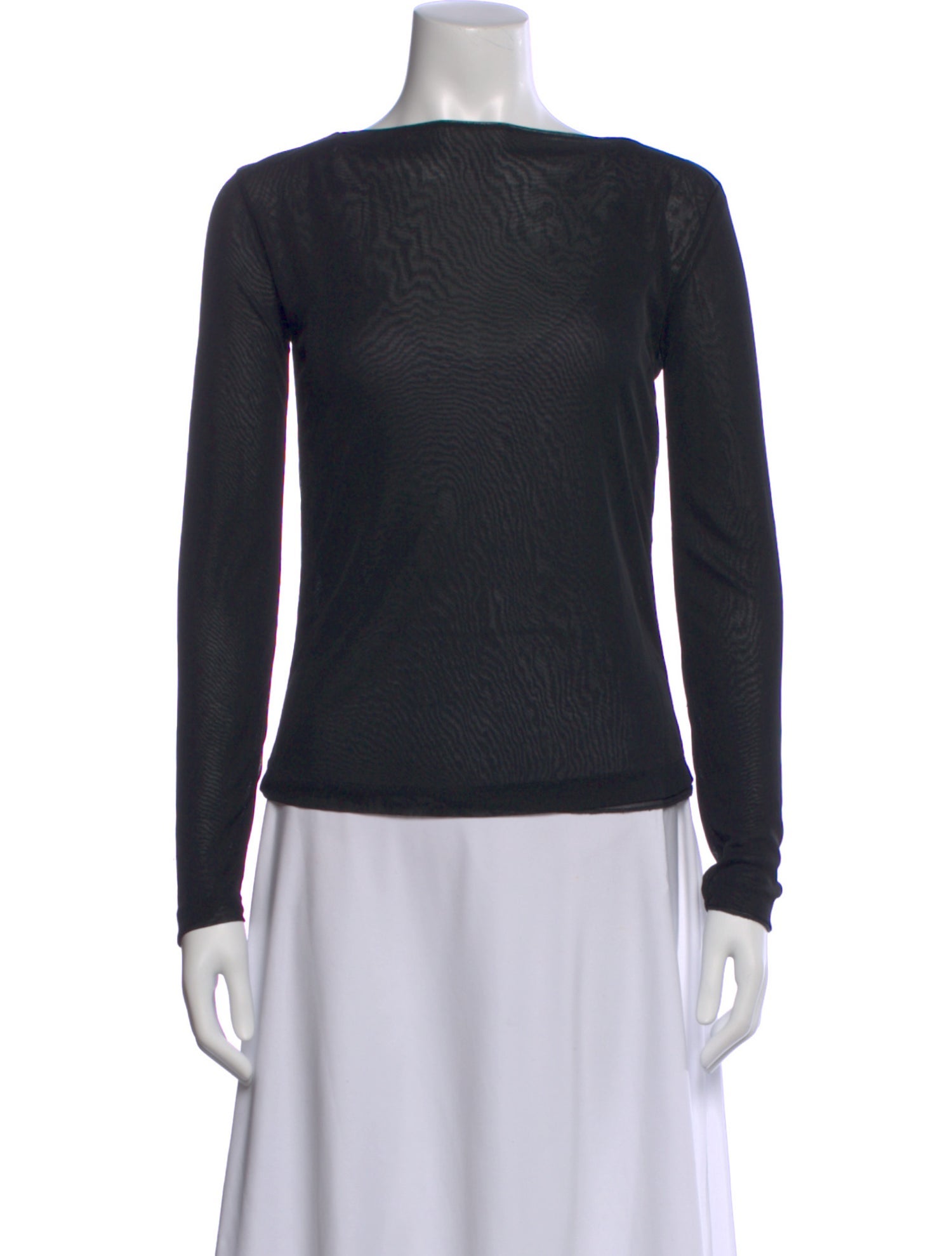 Donna Karan Bateau Neckline Long Sleeve Top