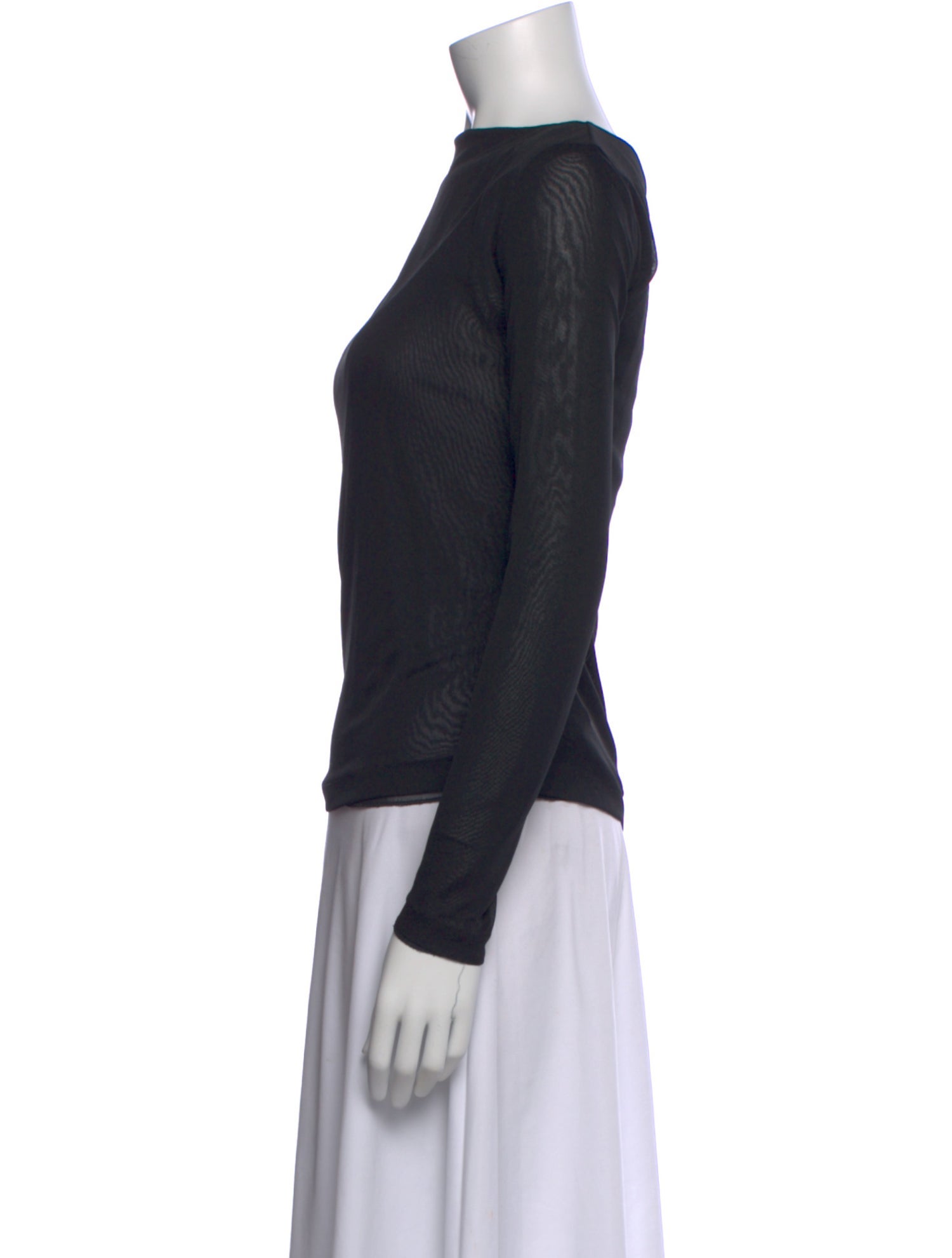 Donna Karan Bateau Neckline Long Sleeve Top