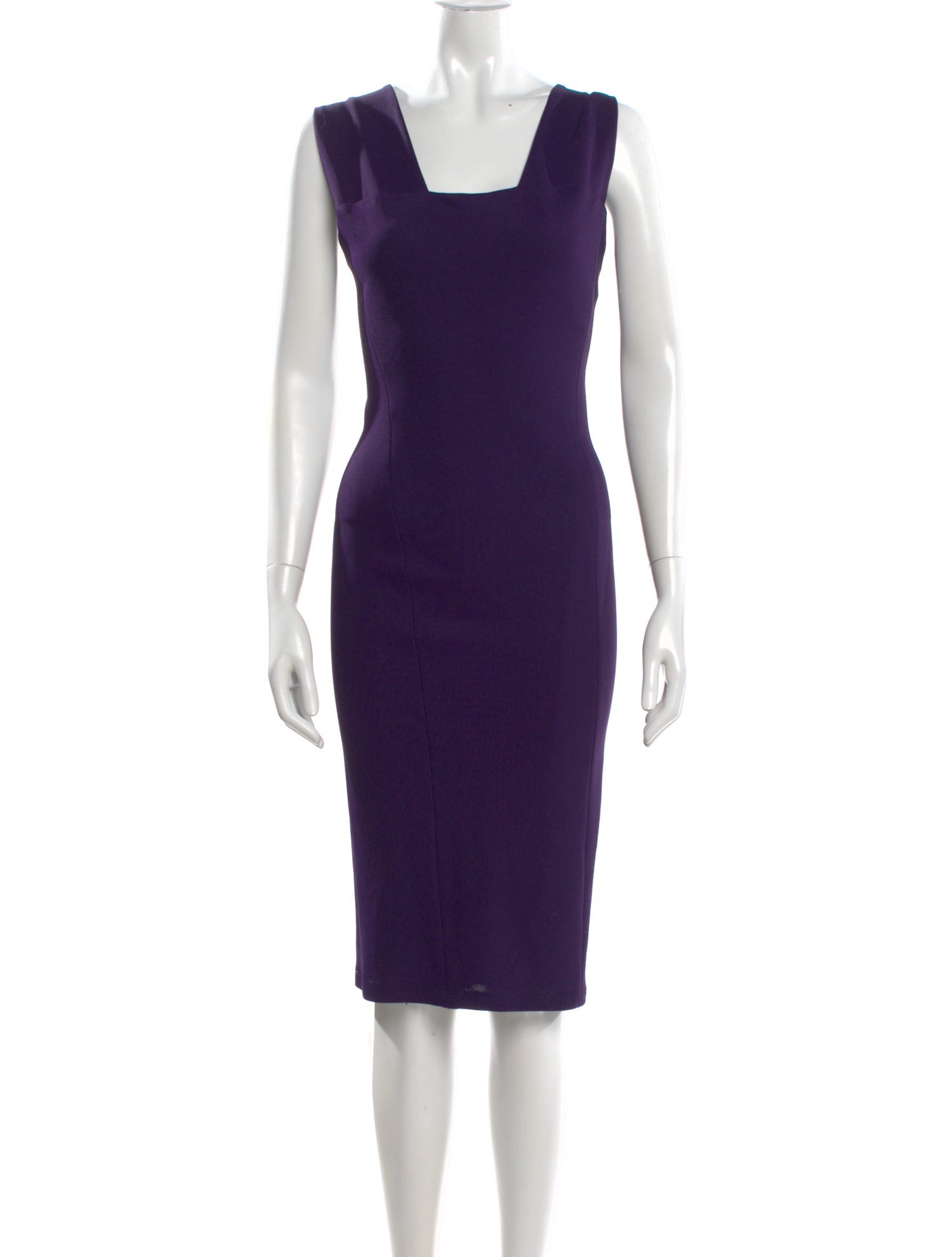 donna karan purple dress Bateau Neckline Midi Length Dress