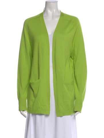 Pre-owned Donna Karan Cashmere Open Front Sweater In Green