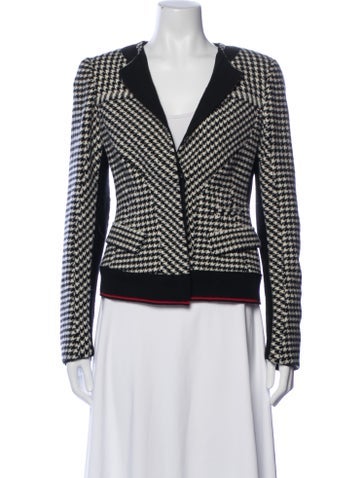 Pre-owned Donna Karan Wool Houndstooth Print Blazer In Multi