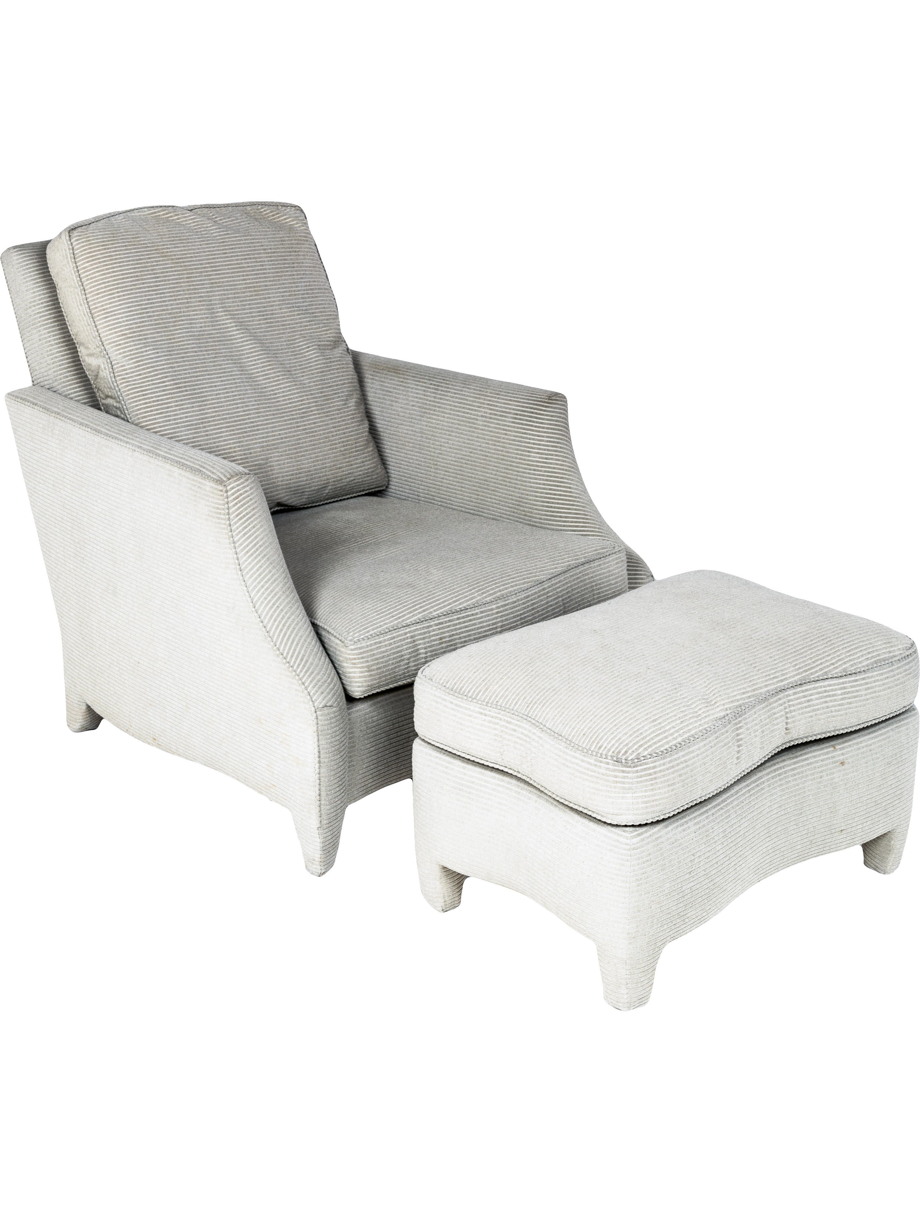 Donghia Upholstered Armchair & Ottoman Green Seating, Furniture