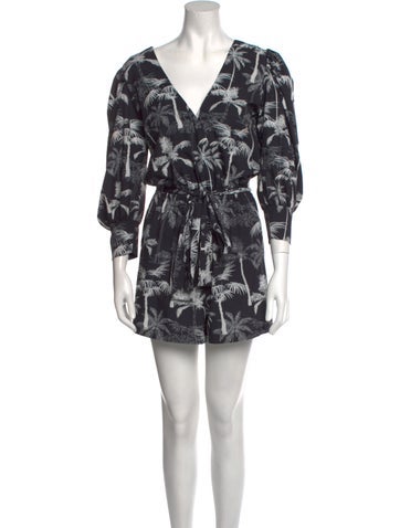 Dos Gardenias Jumpsuits and Rompers Printed V-Neck Romper XXS