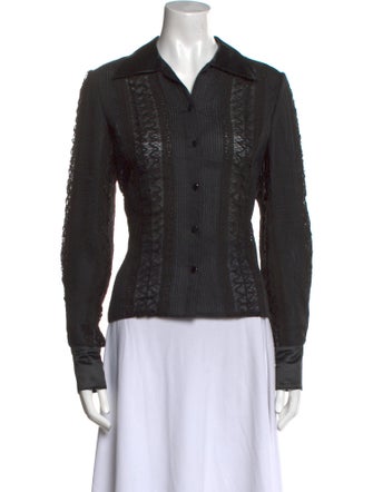 Douglas Hannant Silk Long Sleeve Button-Up Top