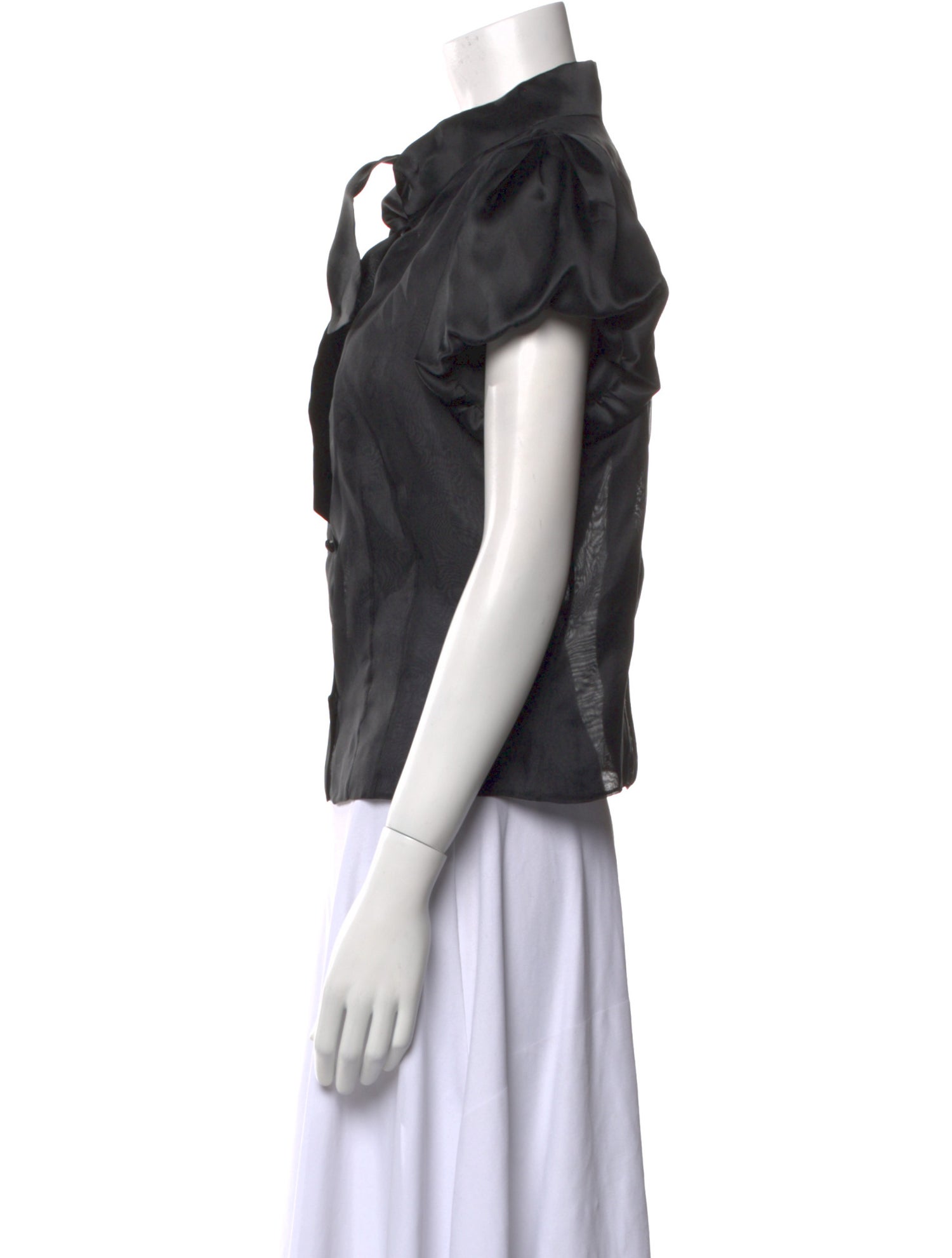 Douglas Hannant Mock Neck Short Sleeve Button-Up Top