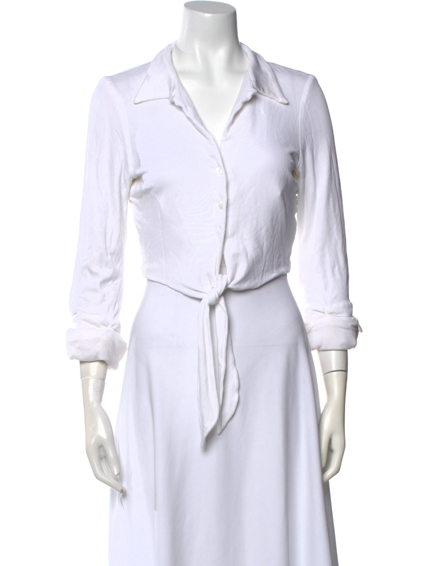 Douglas Hannant V-Neck Three-Quarter Sleeve Crop Top