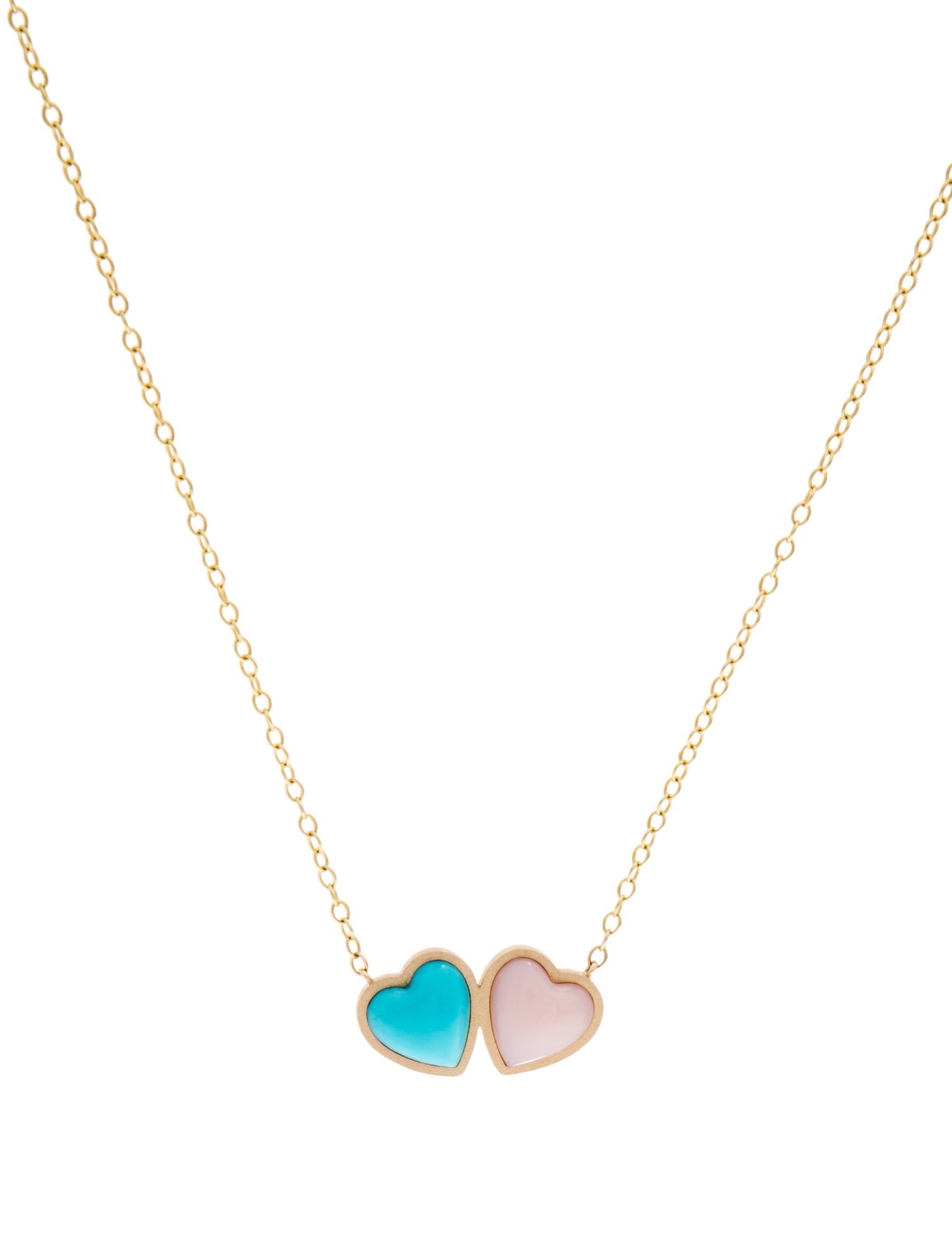 Elisabeth Bell 14K Turquoise & Opal Heart Pendant Necklace