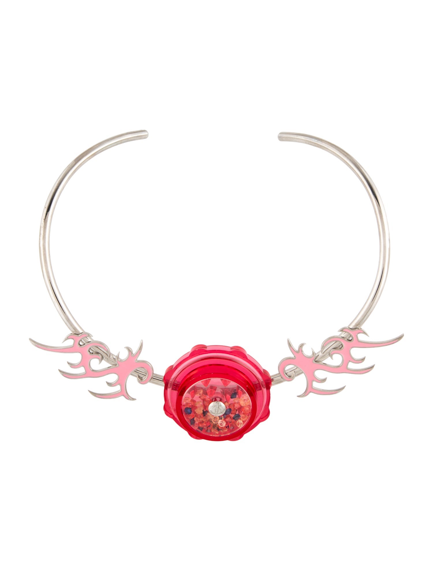 JIWINAIA Crystal, Enamel & Acrylic Grinder Collar Necklace