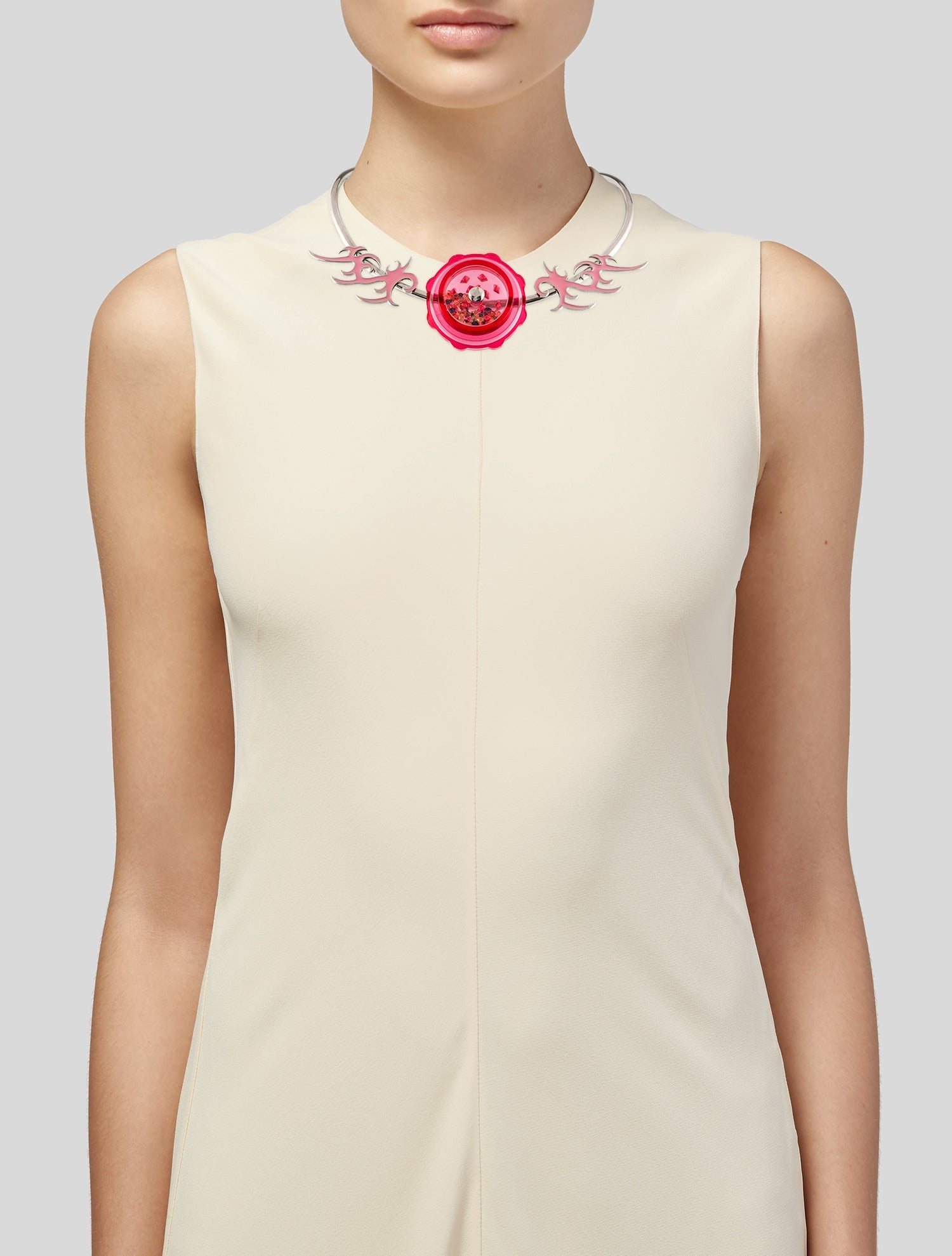JIWINAIA Crystal, Enamel & Acrylic Grinder Collar Necklace