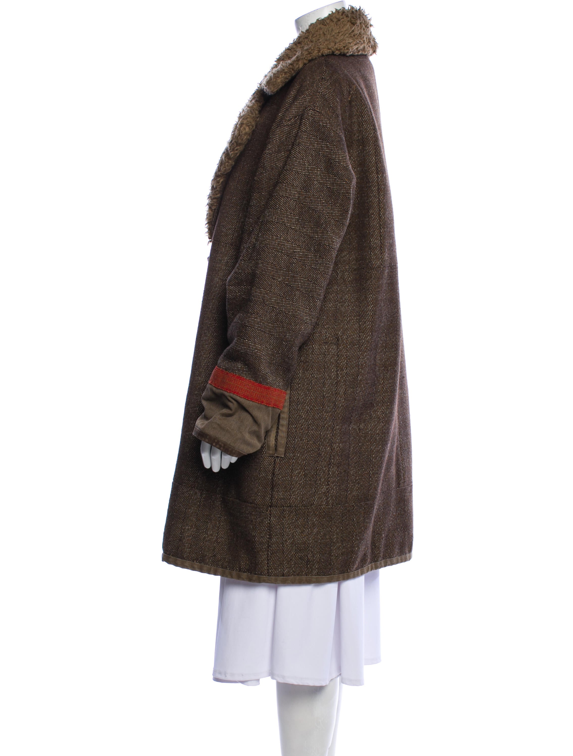 Dries Van Noten Mohair Faux Fur Coat Brown Coats, Clothing DRI89007