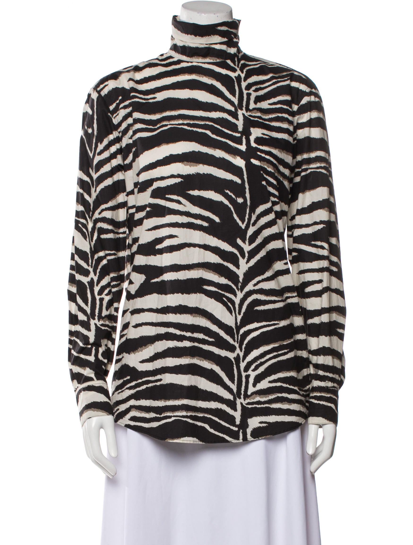 Dries Van Noten Animal Print Turtleneck Blouse w/ Tags - Neutrals 