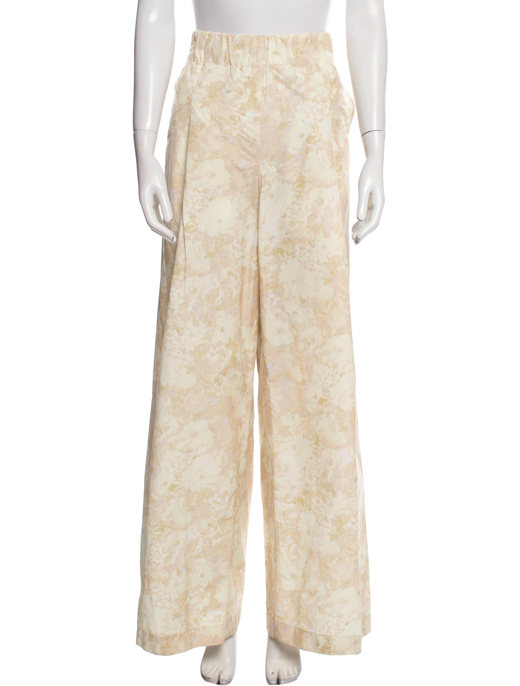 Dries Van Noten Floral Print Wide Leg Pants - Yellow Pants