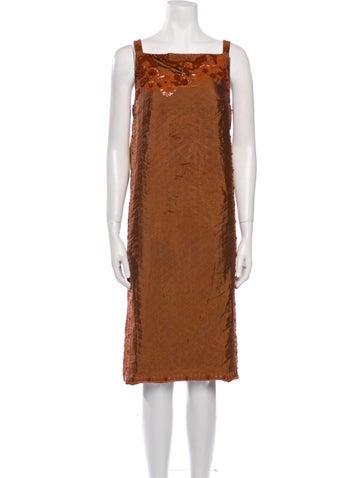 Dries Van Noten Dresses Square Neckline Knee-Length Dress Us6, Fr38 | M