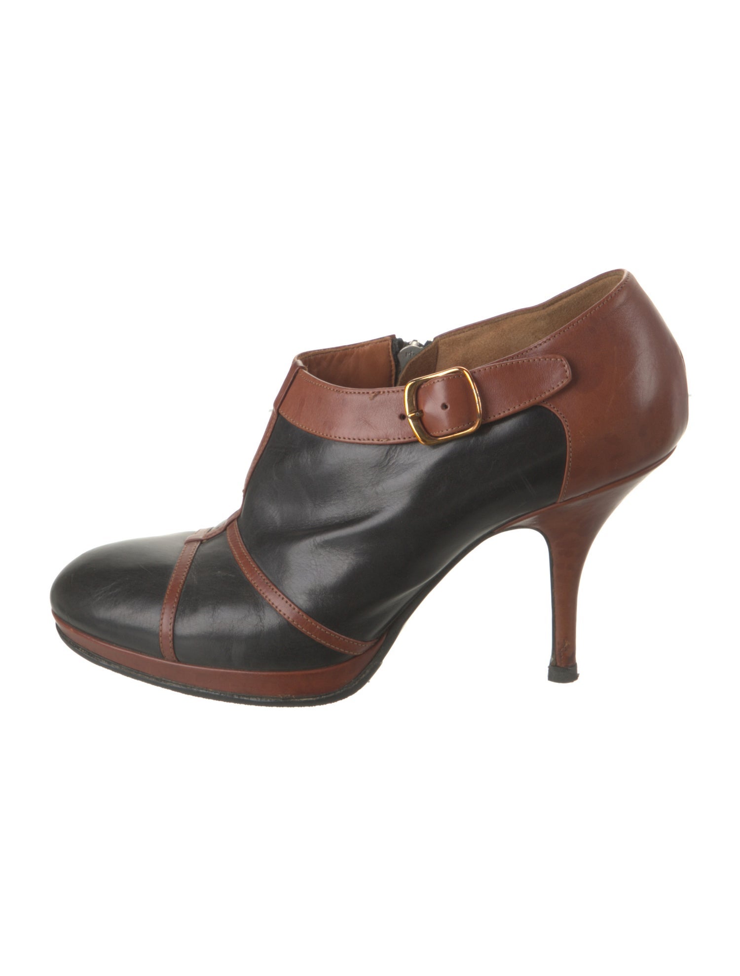 Dries Van Noten Leather Colorblock Pattern Boots