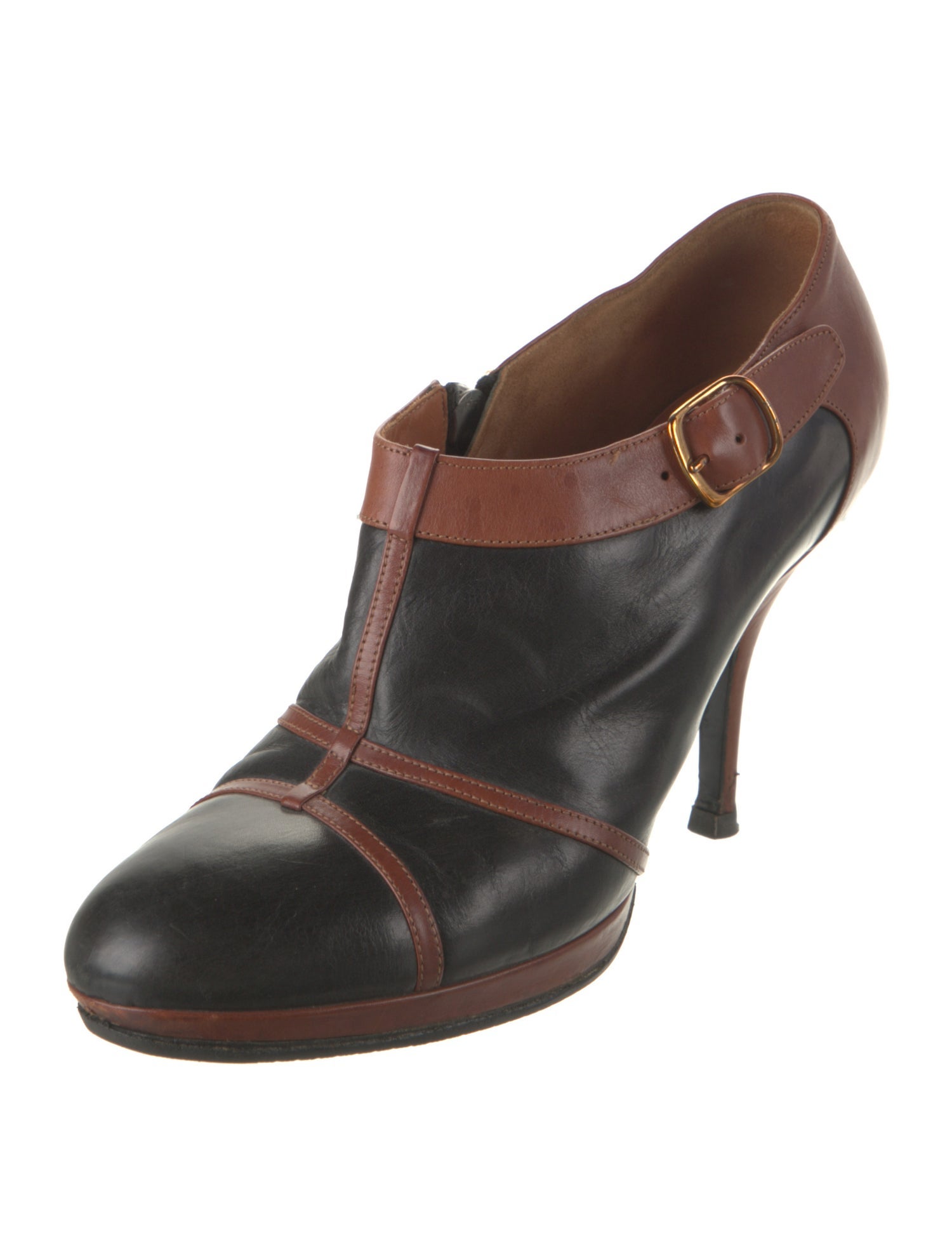 Dries Van Noten Leather Colorblock Pattern Boots