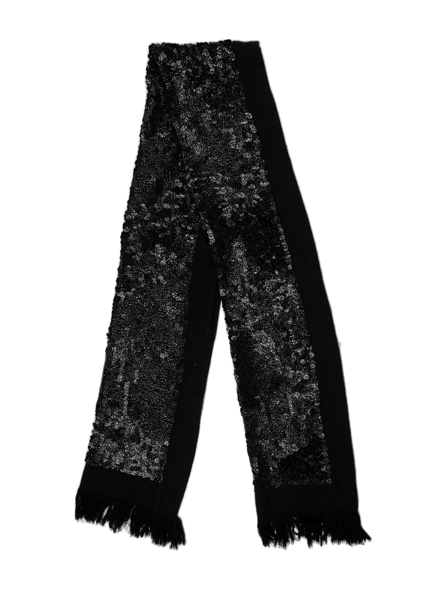Dries Van Noten Cashmere Printed Scarf - Black Scarves and
