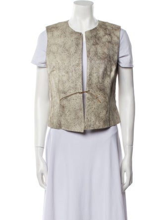 Dries Van Noten Leather Animal Print Vest