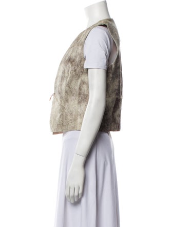 Dries Van Noten Leather Animal Print Vest