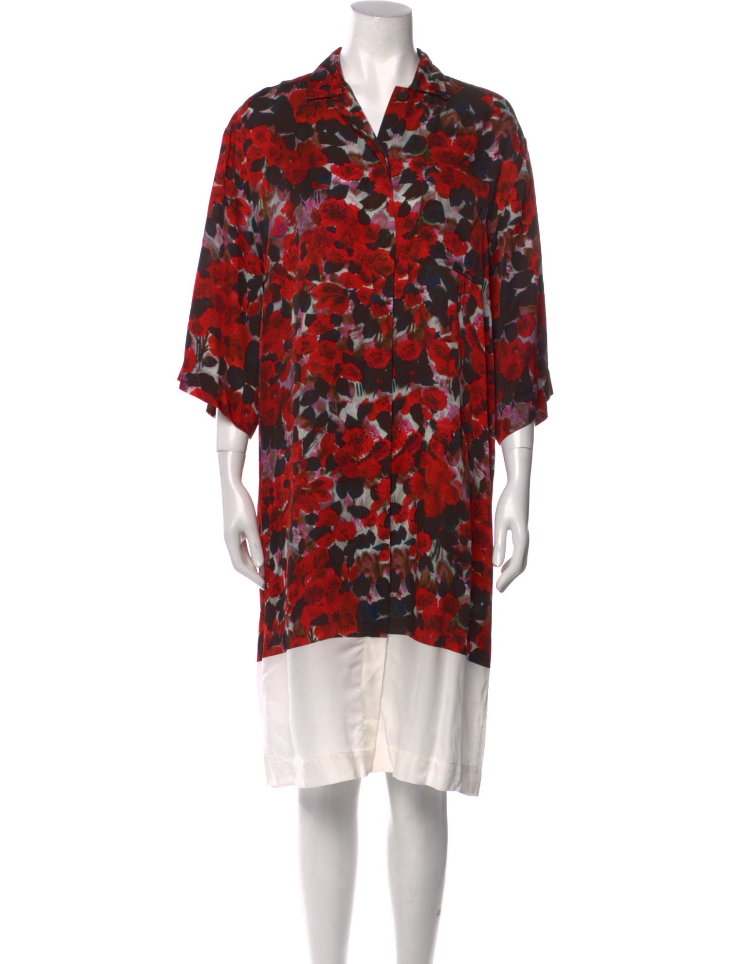 Dries Van Noten Printed Midi Length Dress Red Dresses, Clothing