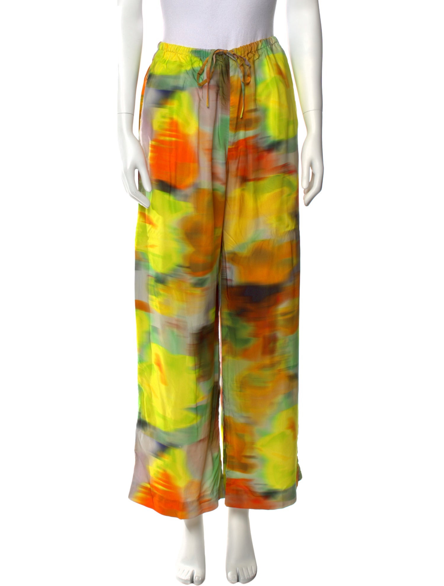 Dries Van Noten Tie-Dye Print Wide Leg Pants