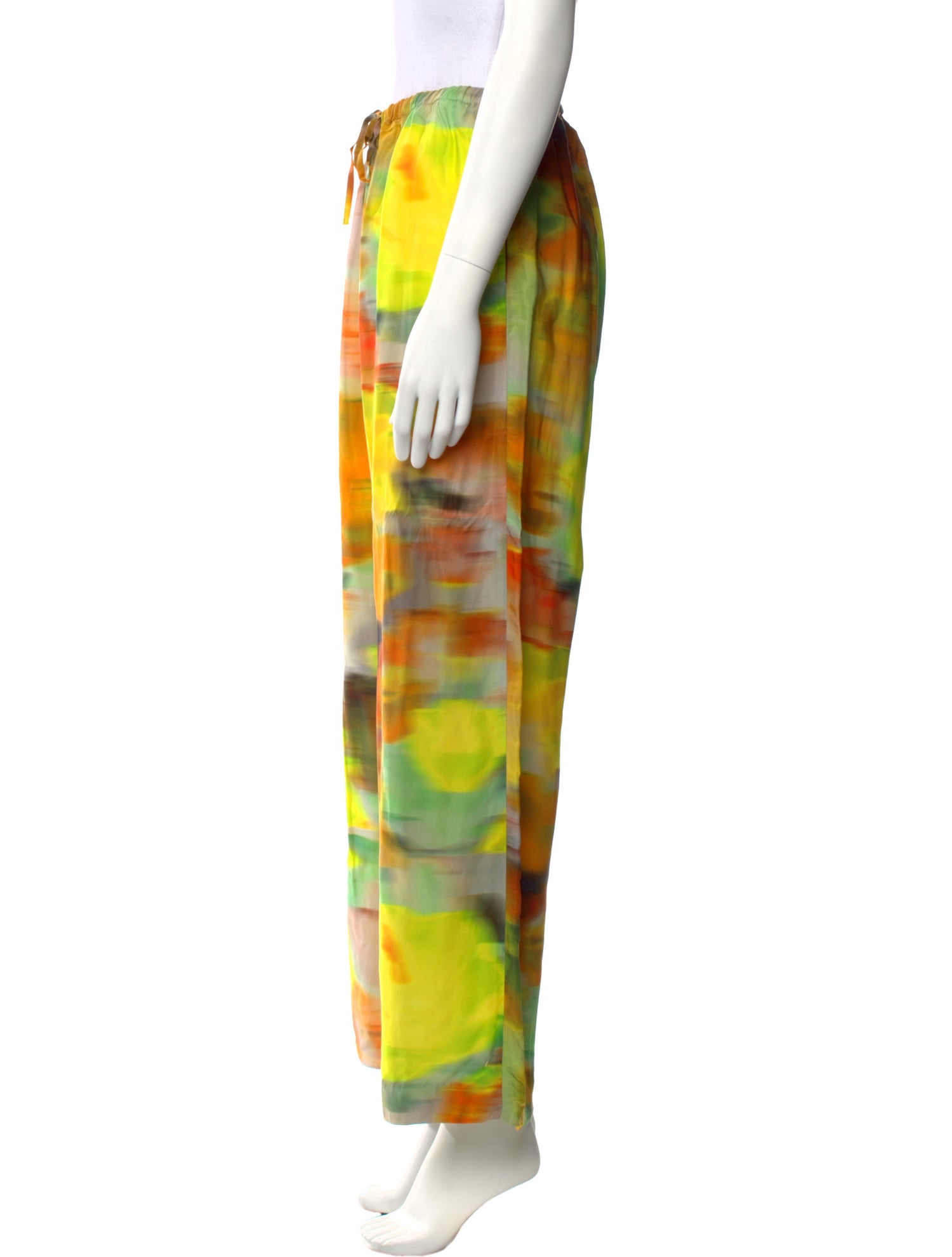 Dries Van Noten Tie-Dye Print Wide Leg Pants