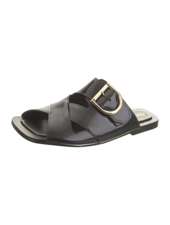 Dries Van Noten Vegetarian Patent Leather Cutout Accent Slides