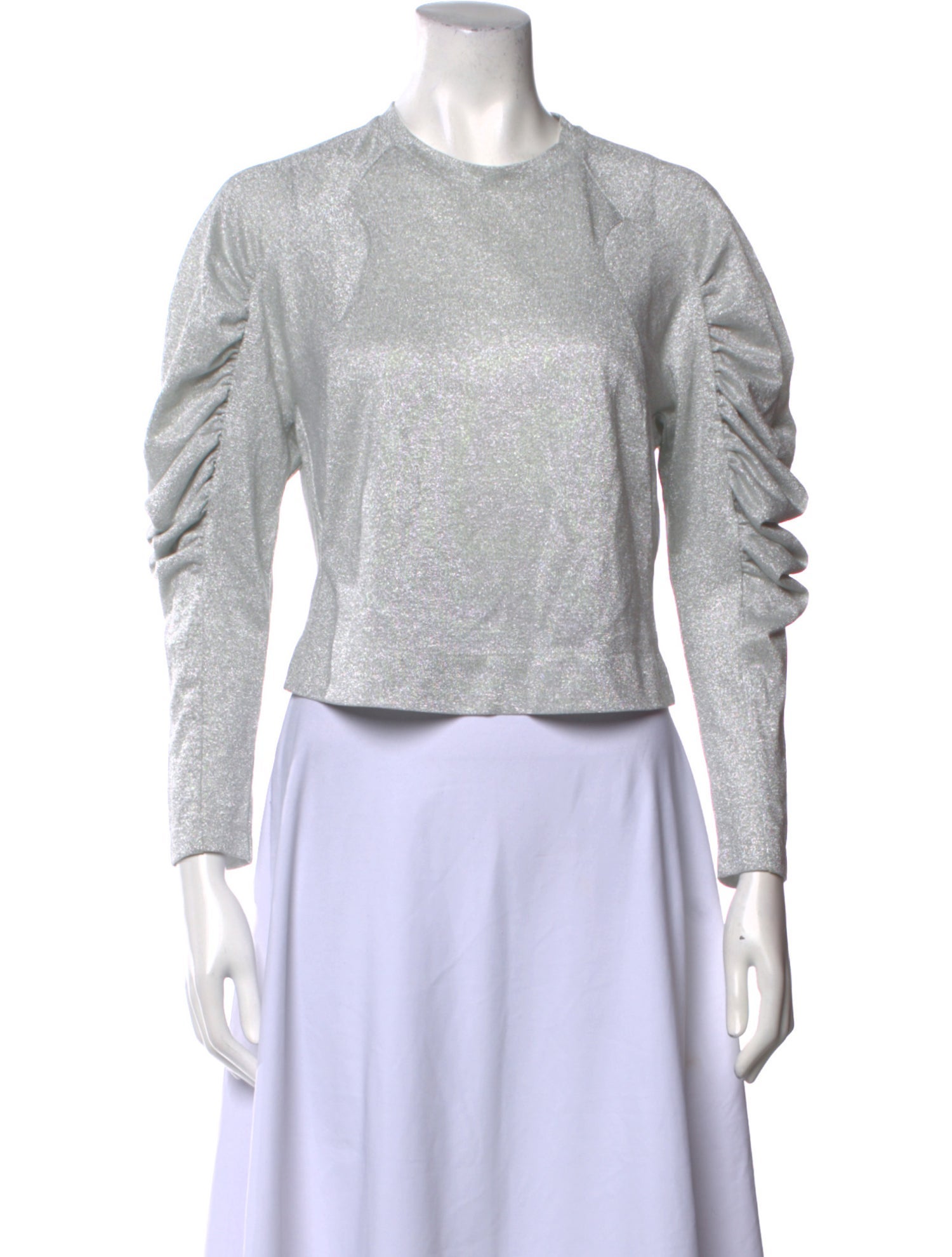 Dries Van Noten Crew Neck Long Sleeve Crop Top